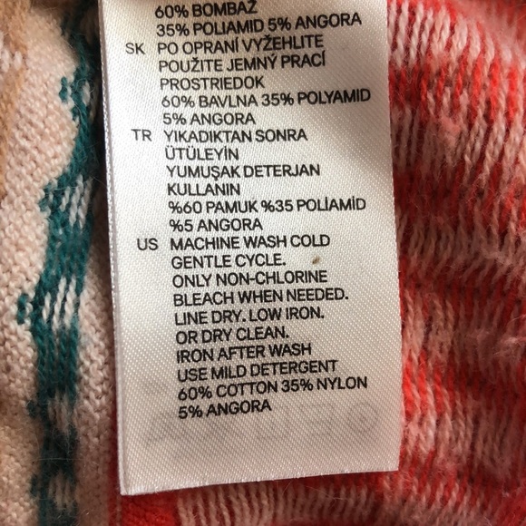 H&M Cropped Orange Tan Jade Pink Patterned Sweater - Picture 7 of 8